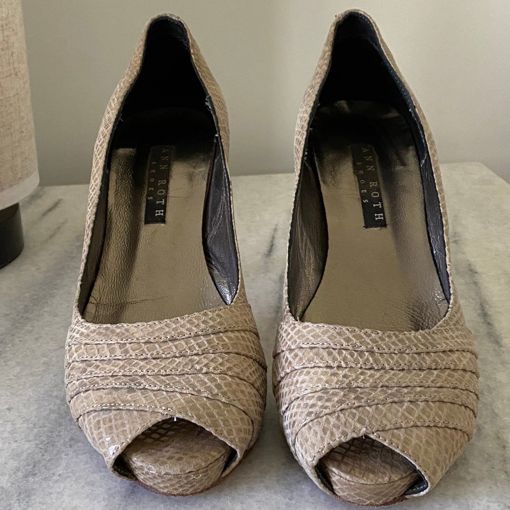 Ann Roth crocodile print heels